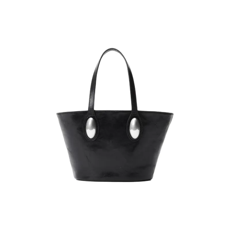 Alexander Wang Cow Leather Tote Bag Shopping Bag Shoulder Bag Crossbody Bag Handbag Small Size Women's Black-0