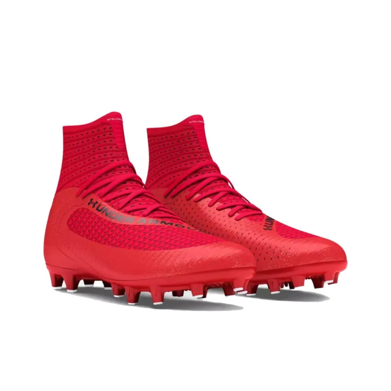 Under Armour MG Rubber Short Studs Breathable Soccer Shoes Men's Red-3