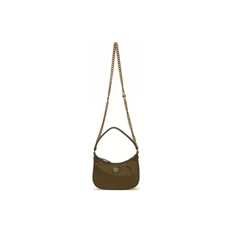 PINKO Half Moon Series Polyamide Crescent Bag, Portable Crossbody Bag, Shoulder Bag Women's Green-2