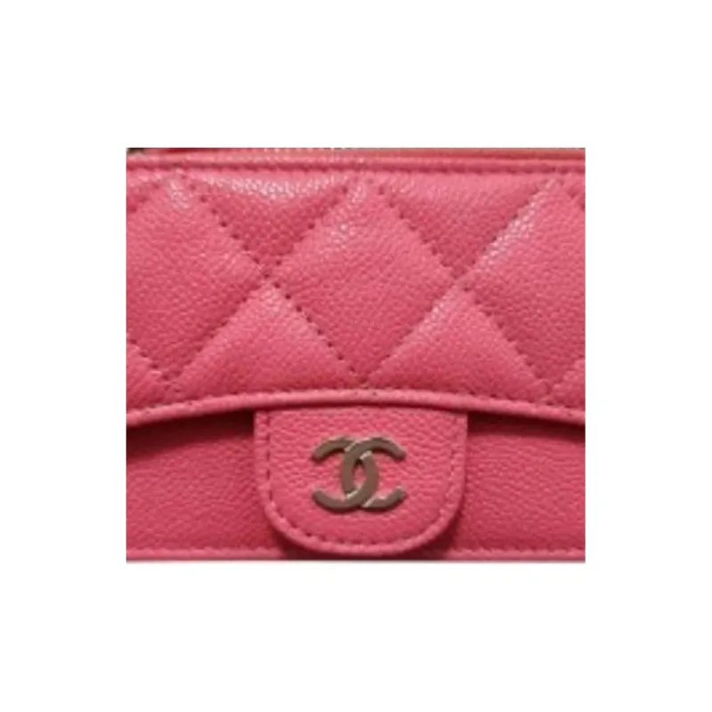 CHANEL Leather Wallets Card Holders Regular Women's Pink-2