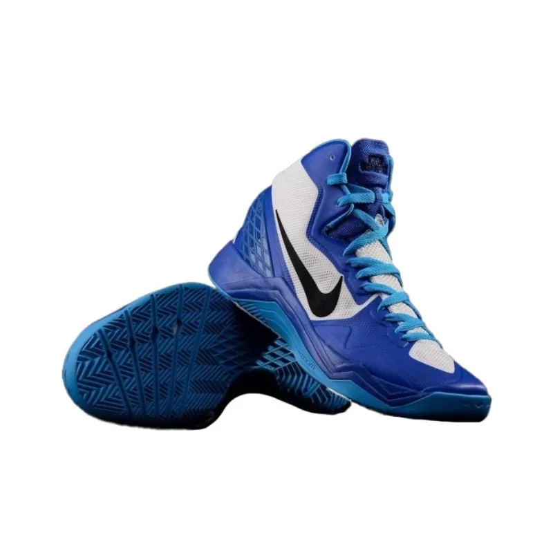 Nike Anti Slip Wear Resistant Mid Top Basketball Shoes Unisex Blue White-4