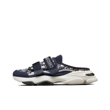 DIOR D Wonder Slide Deep Blue White DIOR Oblique Technical Fabric Women's