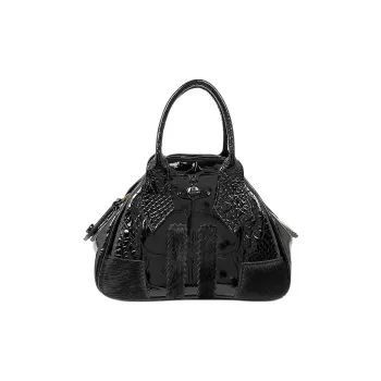 Vivienne Westwood Crocodile Pattern Embossed Patent Leather Shoulder Bag Crossbody Bag Handbag Mini Women's Black