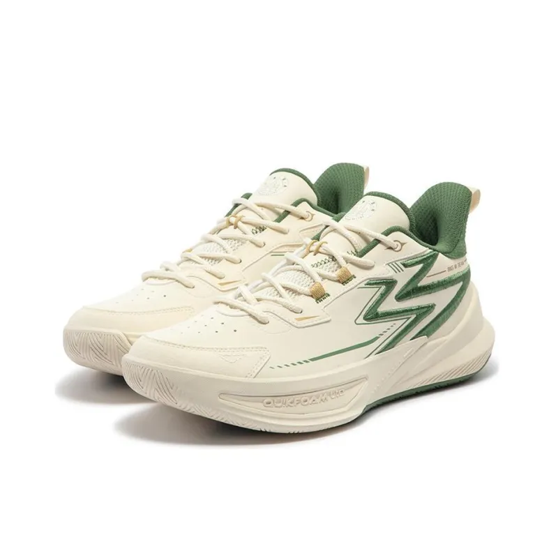 361° Durable Cushioning Low-Top Basketball Shoes Men's Beige Green-2