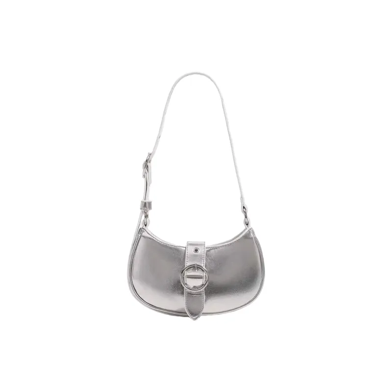 Carksky PU One Shoulder Shoulder Bag Women's Silver/Black-0
