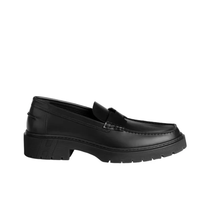 HERMES Gentle Loafers Men's Black-1