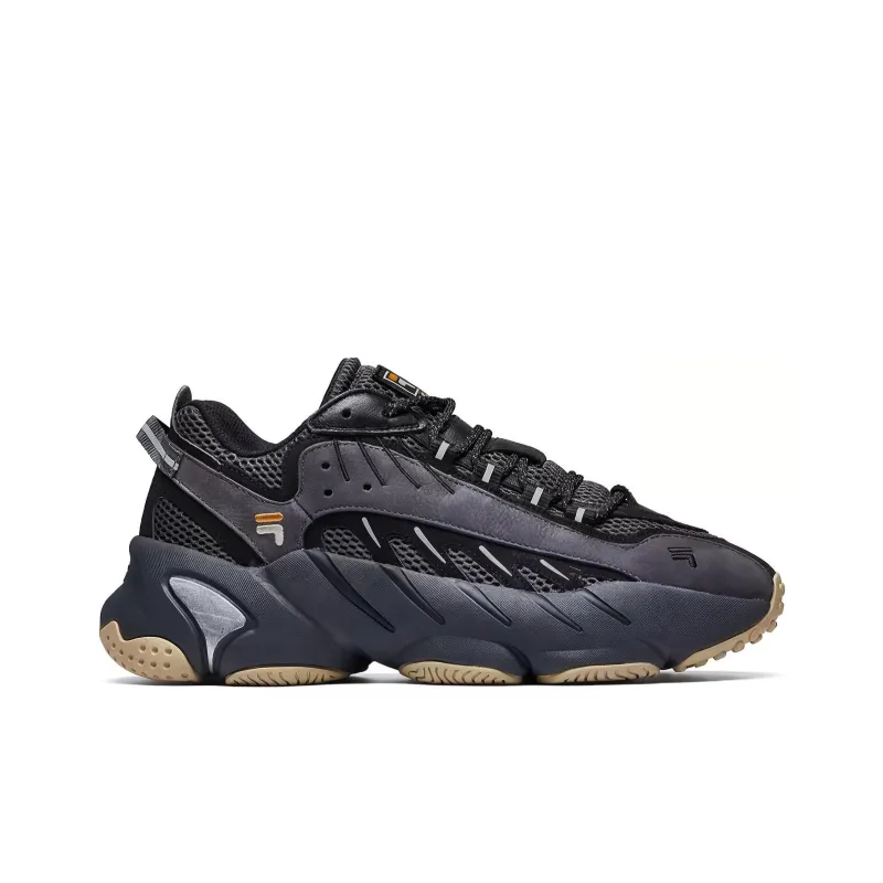 FILA FUSION ADE Cushioned Wear Resistant Breathable Low Top Running Shoes Men's Black-1