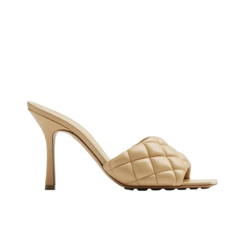 Bottega Veneta Stretch Leather Patchwork Abrasion Resistant Slide Slippers Women's Sucrose-1