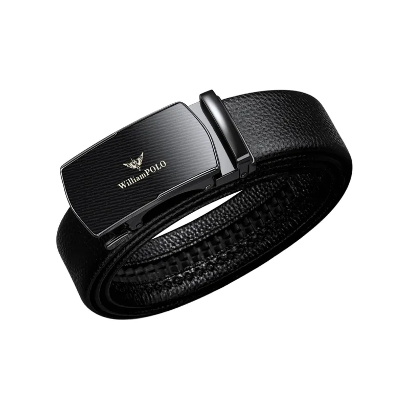 WilliamPOLO Cow Leather Leather Belts Men's Gunmetal 3.5cm Width-2