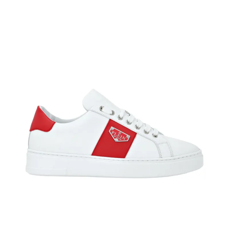 PHILIPP PLEIN Low Top Skateboard Shoes Unisex White Red-1