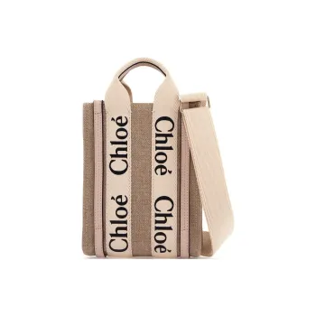 Chloe Woody Linen Handbag, Shoulder Bag, Crossbody Bag Mini Women's Light Umber