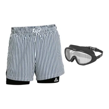 PEAK Swimming Sets Polyester Elastane Hot Springs Beach Sports Men's Black White Stripes