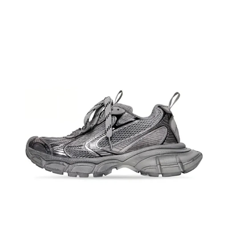 Balenciaga 3XL Low Top Chunky Sneakers Men's Silver Gray-0