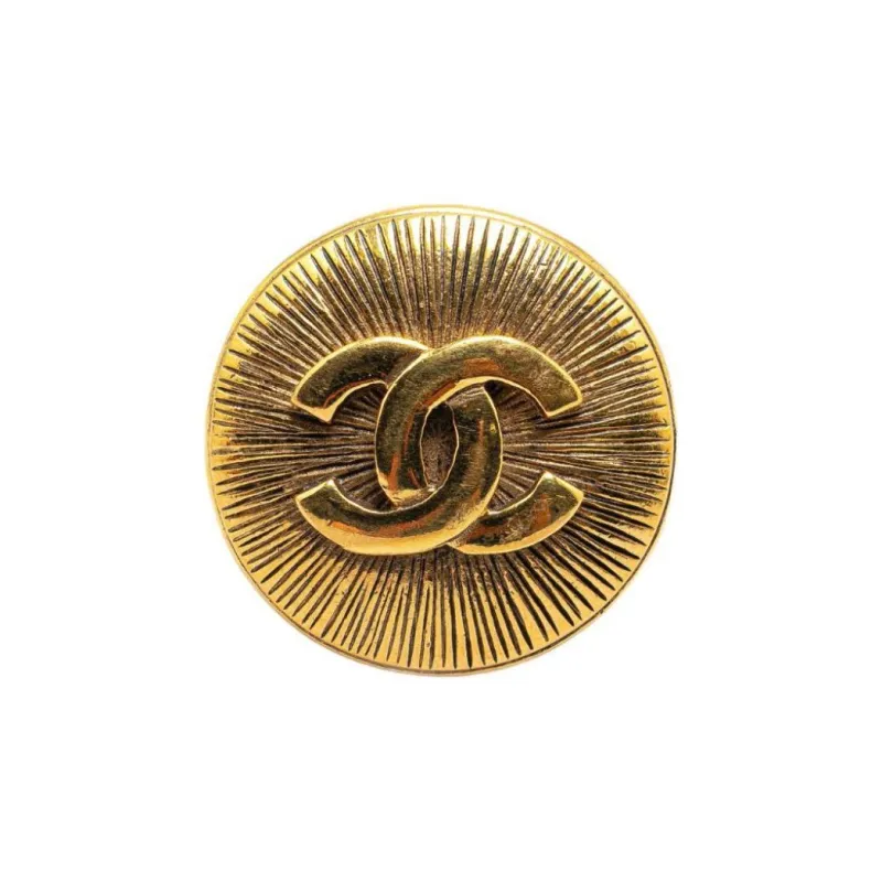 CHANEL 1990s Ribbed Logo Clip on Earrings-2