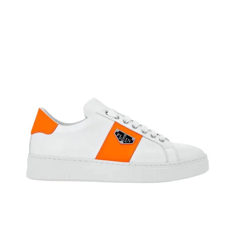PHILIPP PLEIN Lo Top Low Top Skateboard Shoes Unisex White Orange-1