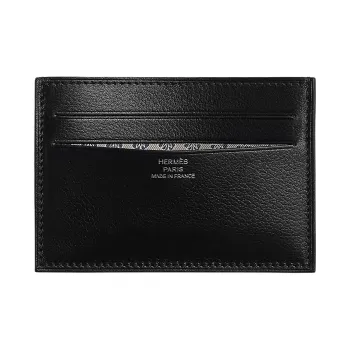 HERMES Citizen Twill Evercolor Calfskin Card Holder Men's Black