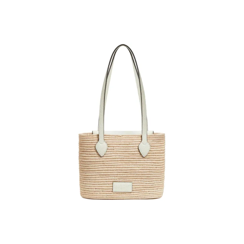 Strathberry Grained Calfskin Pinyali Grass Handbag Shoulder Bag Small Size Women's Natural & White-2