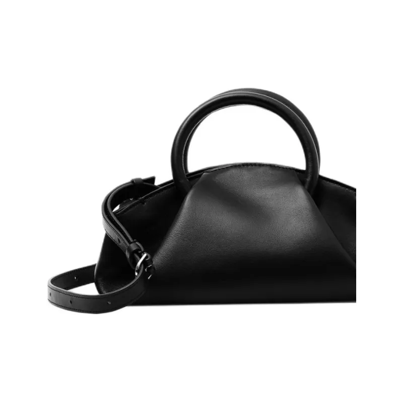COS Cow Leather Tote Bag, Shopping Bag, Handbag, Shoulder Bag Mini Women's Black-2