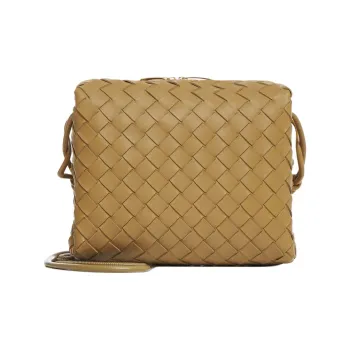 Bottega Veneta LOOP Soft Sheepskin Camera Bag Shoulder Bag Crossbody Bag Small Size Women's Deep Marzipan Color