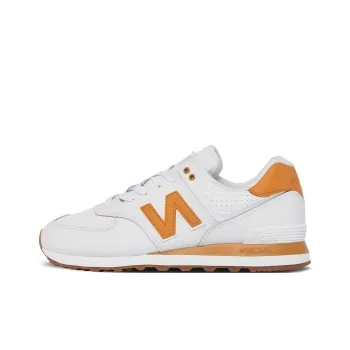 New Balance NB 574 Abrasion Resistant Breathable Low Top Athletic Shoes Men's White Orange