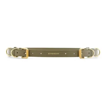 GIVENCHY Logo Letter Double Ring Buckle Leather Belts Women's Green