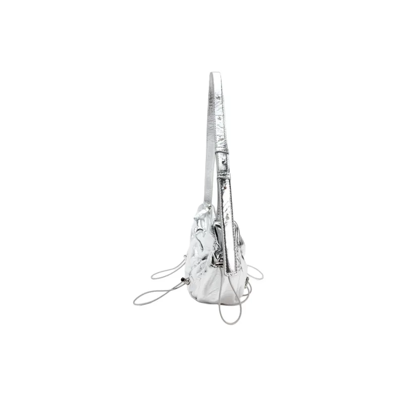 ZARA PU Handbag Shoulder Bag Mini Women's Silver-2