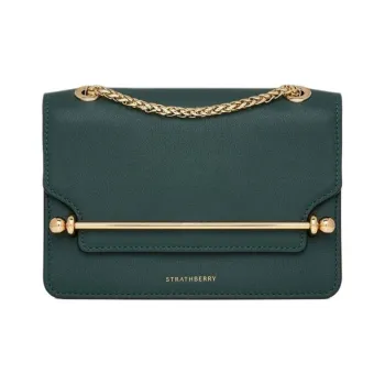 Strathberry Smooth Calf Leather Shoulder Bag Crossbody Bag Mini Women's Dark Green