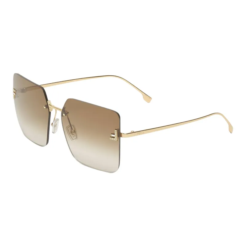 FENDI Metal Irregular Shape Sunglasses Women's Gold-0