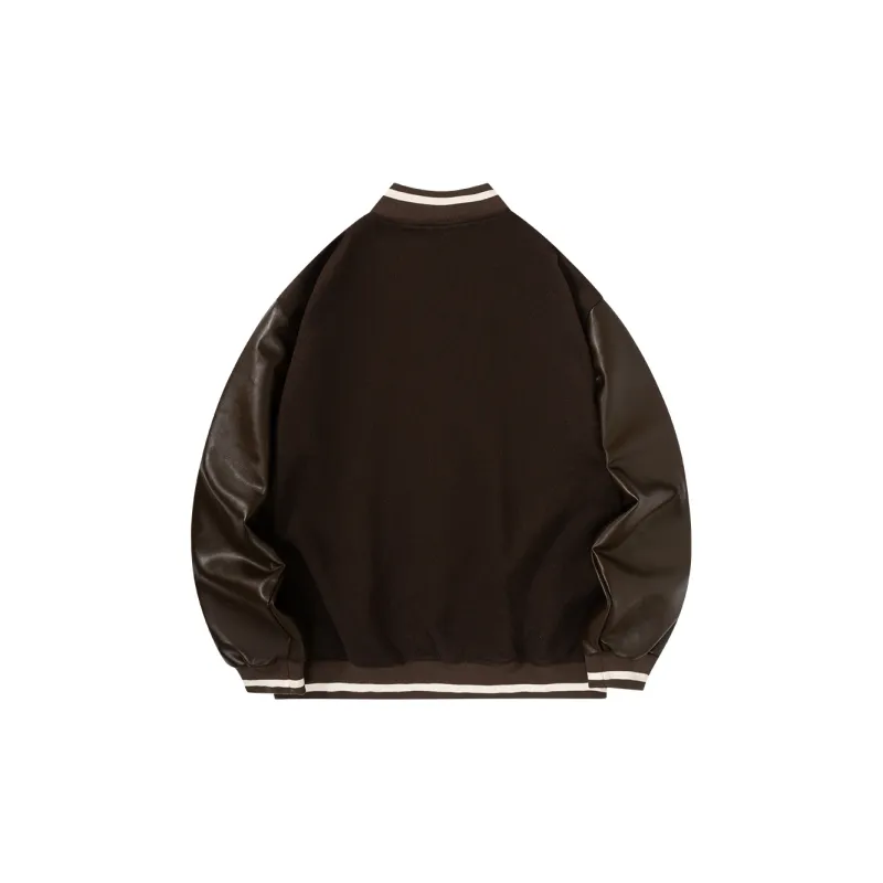 Suamoment Jacket American Casual Loose Fit Baseball Jacket Coat Unisex-3