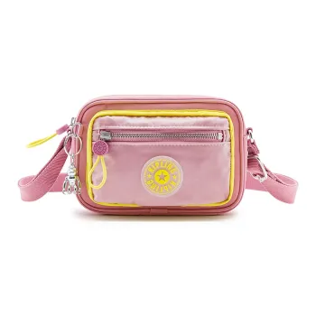 Kipling Polyamide Shoulder Bag Small Size Women's Fresh Gray/Pink & Yellow