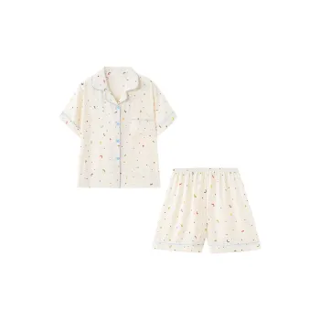 Sleep Students Dormitory Home, Outerwear Ready, Pajama Set Women's White