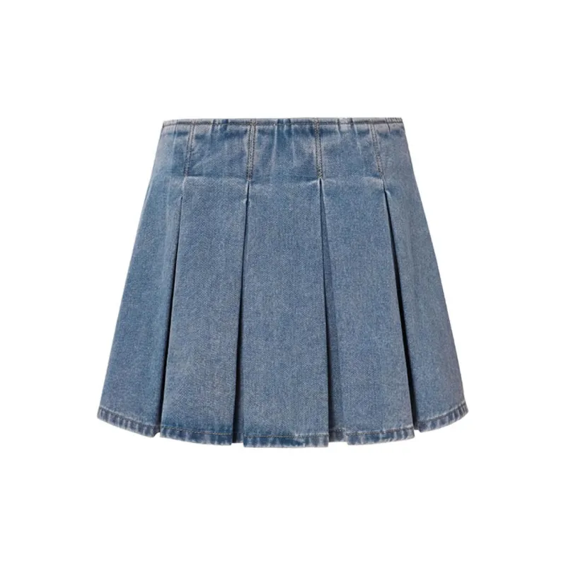 TAMMY TANGS Denim Short Skirts Women's Light Denim Blue-1