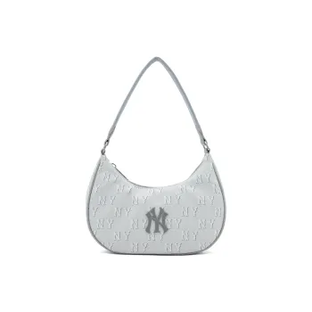 MLB Polyester Shoulder Bag Handbag Regular Unisex White & Silver Gray