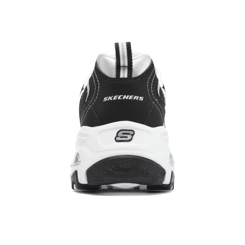 Skechers D'LITES 1.0 Anti Slip And Wear Resistant Warm Low Top Chunky Sneakers Women's Black White-4