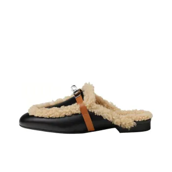 HERMES Oz Abrasion Resistant Wrap toe Slippers Women's Black