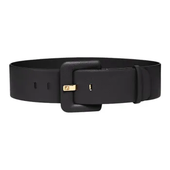 FENDI Solid Color Design Calfskin Leather Belts Women's Black 6cm