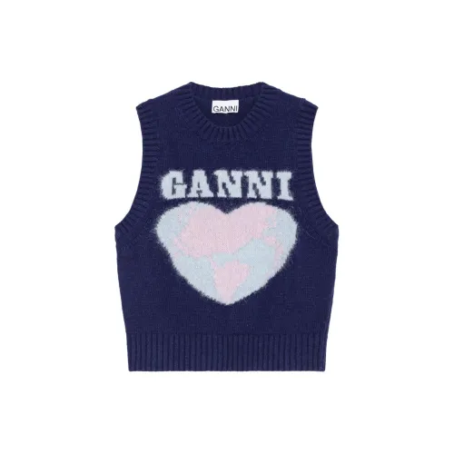 GANNI Tank Tops Women's Blue