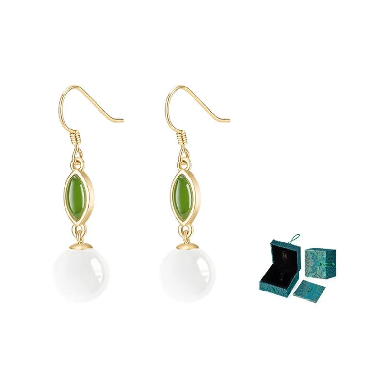 MAMADESHOUHU Earrings White Jade Women's-1