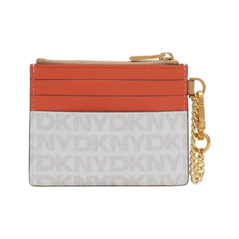 DKNY Artificial Leather Card Holder Women's Beige-4