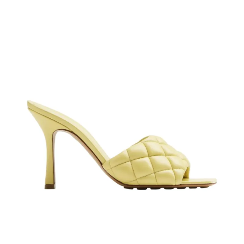 Bottega Veneta Leather Patchwork Quiet Slide Slippers Women's Lemon-1