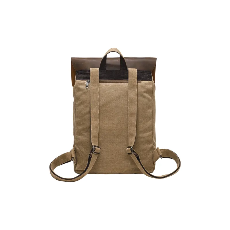 COTECi Washed Canvas, Metal Buckle, Top Grain Cow Leather Backpack Tubas Unisex Khaki/Green-5