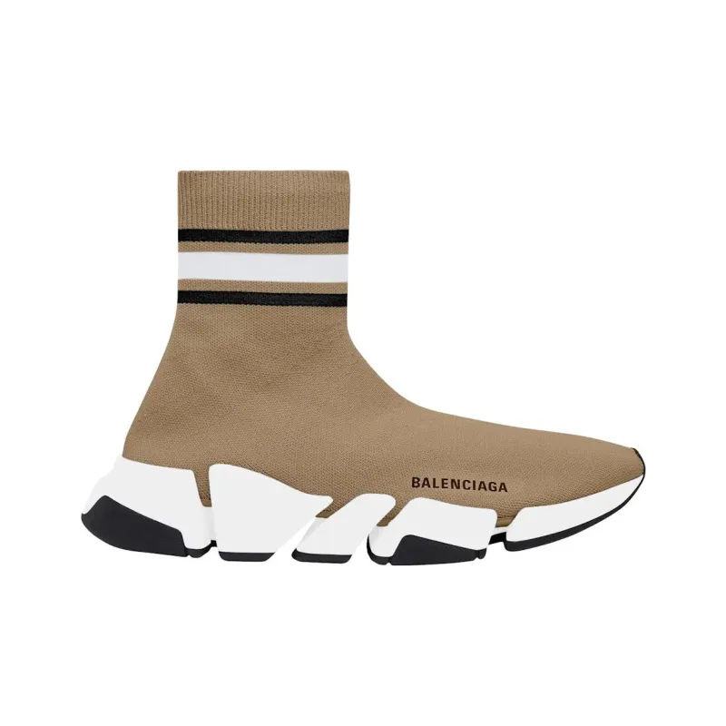 Balenciaga Speed 2.0 Recycled Knit Beige Stripes-1