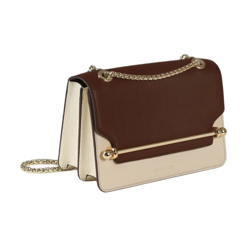 Strathberry Calfskin Crossbody Bag Mini Women's Beige & Burgundy-1