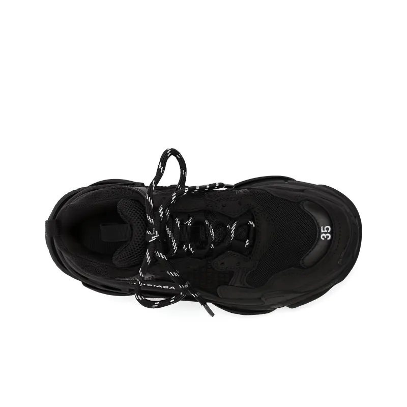 Balenciaga Triple S Black White Lace Women's-4