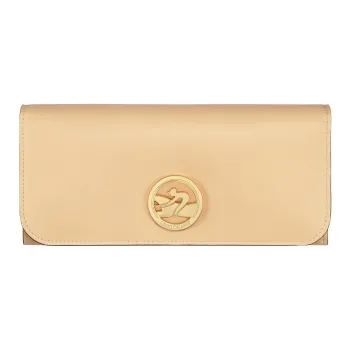 LONGCHAMP BOX-TROT Calfskin Wallet Women's Beige Yellow