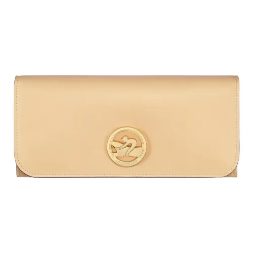 LONGCHAMP BOX-TROT Calfskin Wallet Women's Beige Yellow
