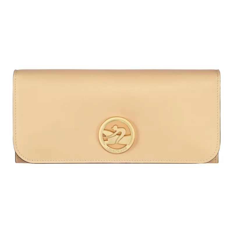 LONGCHAMP BOX-TROT Calfskin Wallet Women's Beige Yellow-0