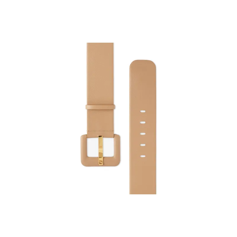 FENDI FF Logo Calfskin Leather Belts Women's Brown Width 6cm-2