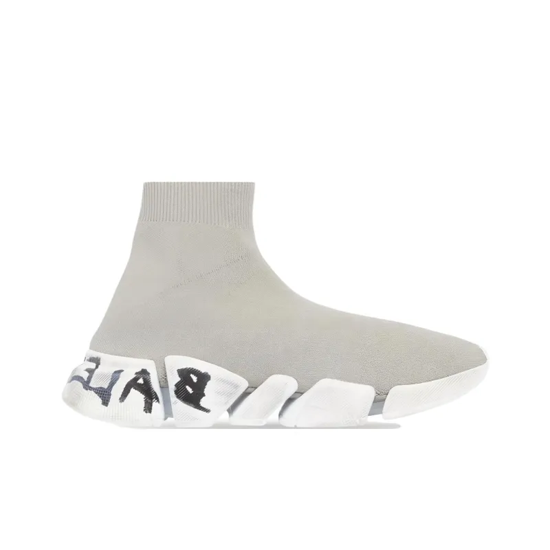 Balenciaga Speed 2.0 Graffiti Recycled Knit Grey White-1