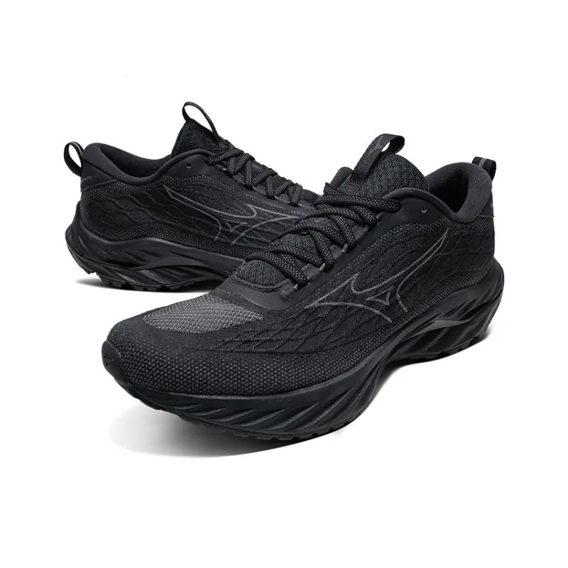 Mizuno Wave Inspire 20 Anti Slip Wear Resistant Low Top Running Shoes Men's Black Gray Color-2